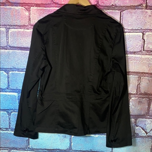 Women's Black Double-Breasted Jacket Coat Large Button Down - Picture 7 of 9